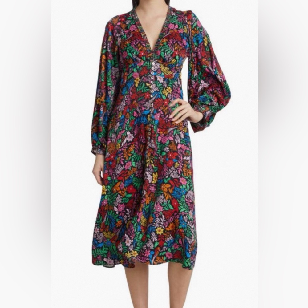 FARM Rio Multicolor Floral Long Sleeve Dress
